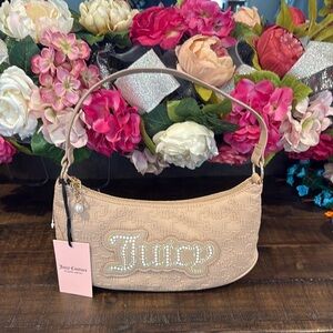 Juicy Couture String Of Pearls Shoulder Bag (Color: Embossed Cafe) NWT